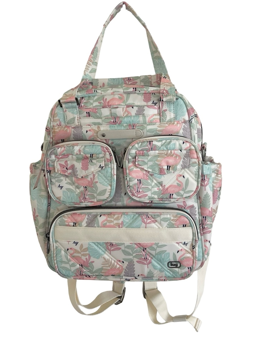 Lug Legacy Collection Mini Puddle Jumper Tote Backpack in Flamingo Foliage NWT
